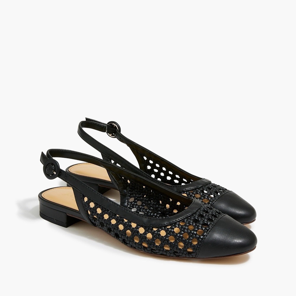 J Crew Woven Sling Back Black Sz 9 Perfect Condition. Vegan